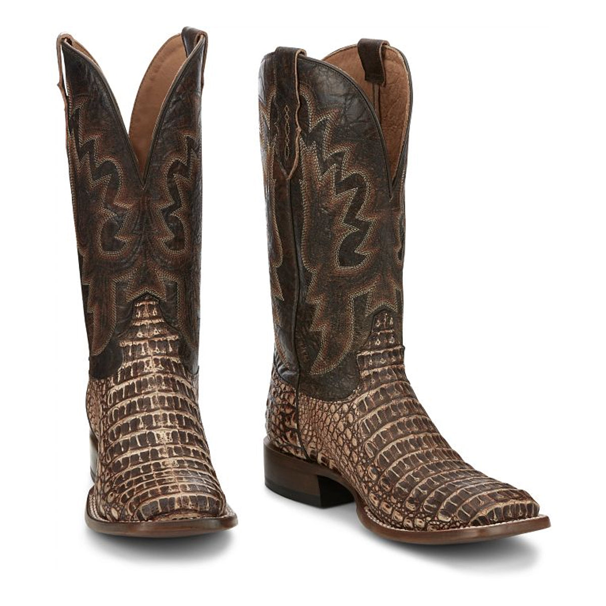 Tony Lamas Boots Men's Footwer Western Mitcham 13" Caiman Color Brown image 0