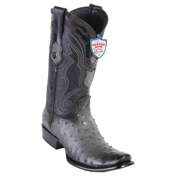 West Boots #2790338 Men's | Color Faded Gray | Men's Wild West Full Quill Ostrich Boots Dubai Toe Handcrafted