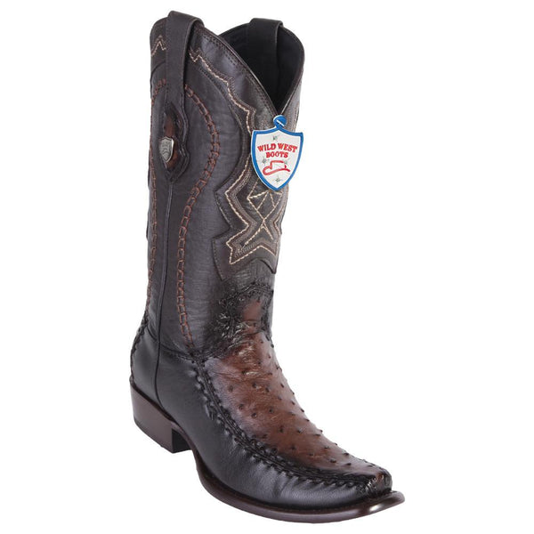 Wild West Boots #279F0316 Men's | Color Faded Brown | Men's Wild West Full Quill Ostrich Boots Dubai Toe Handcrafted