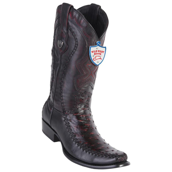 Wild West Boots #279F0318 Men's | Color Black Cherry | Men's Wild West Full Quill Ostrich Boots Dubai Toe Handcrafted