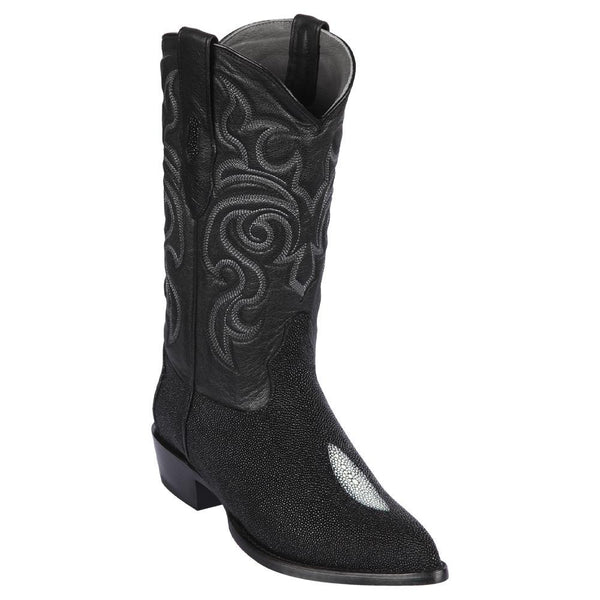 Los Altos Boots Mens #991205 J Toe | Genuine Single Stone Stingray Boots | Color Black