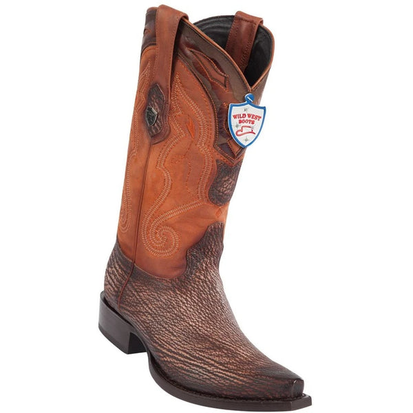 Wild West 2949357 Men's | Color Rustic Faded Cognac | Men’s Wild West Sharkskin Boots Snip Toe Handcrafted