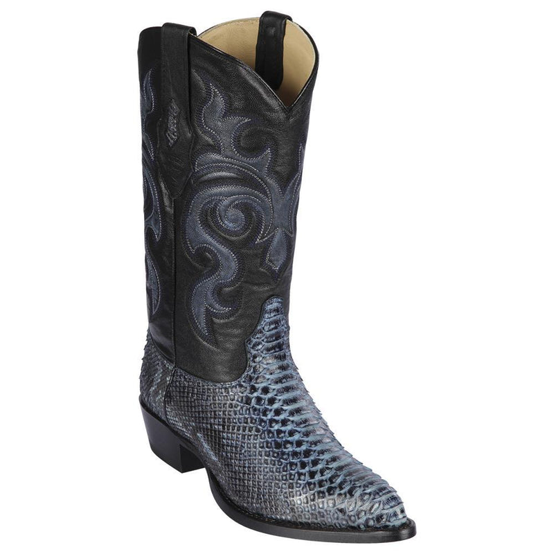 Los Altos Boots Mens #995782 J Toe | Genuine Python Snakeskin Boots | Color Rustic Blue
