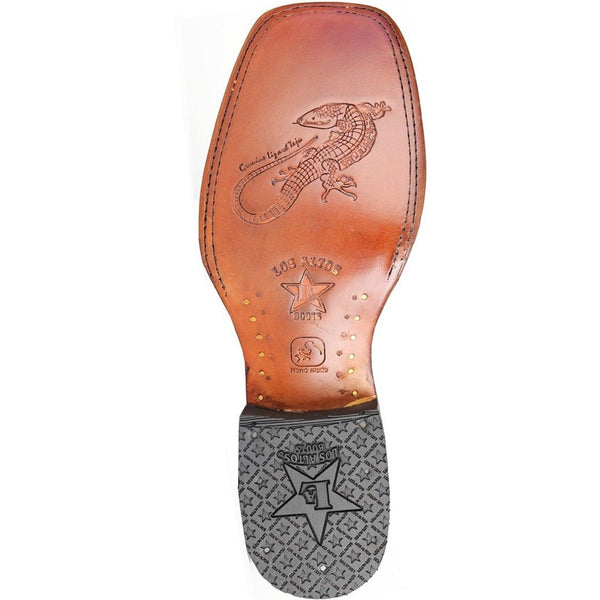 Los Altos Boots Mens #8220707 Wide Square Toe | Genuine Teju Lizard Leather Boots | Color Brown