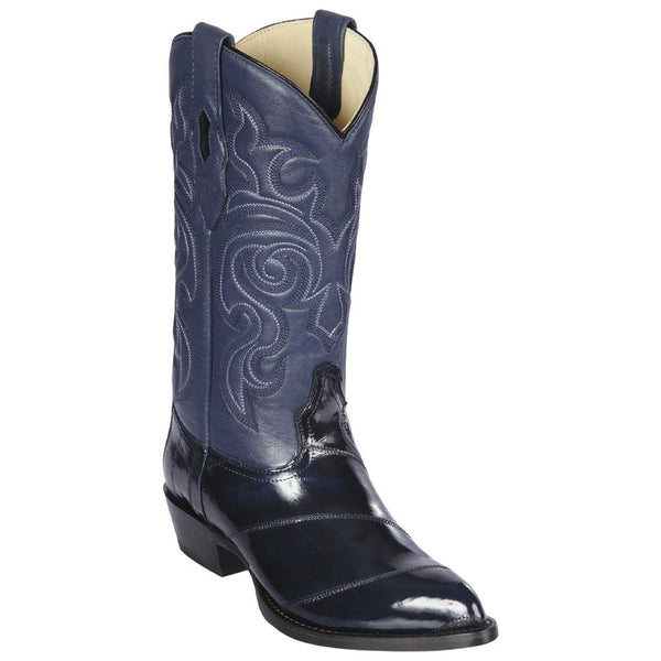 Los Altos Boots Mens #990810 J Toe | Genuine Eel SKin  Boots | Color Navy Blue