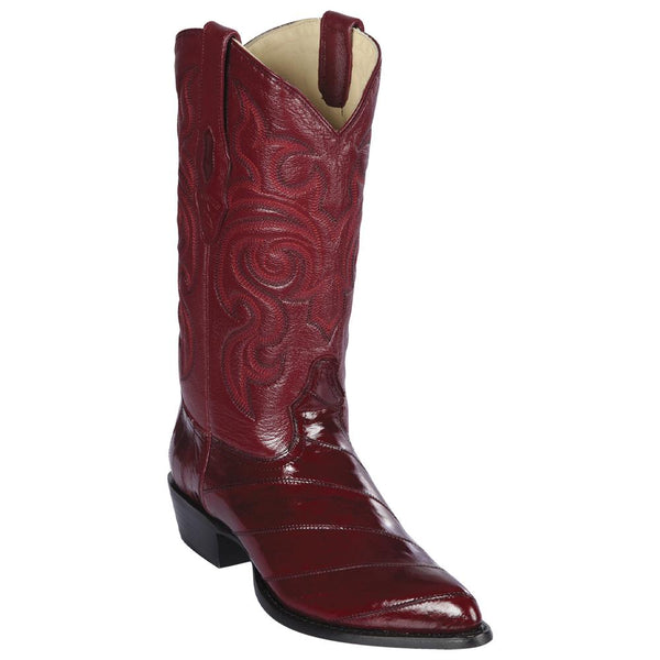 Los Altos Boots Mens #990806 J Toe | Genuine Eel SKin  Boots | Color Burgundy