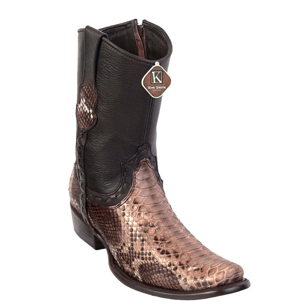 Men's King Exotic Python Boots Dubai Toe Handcrafted Rustic Brown  (479B5785)
