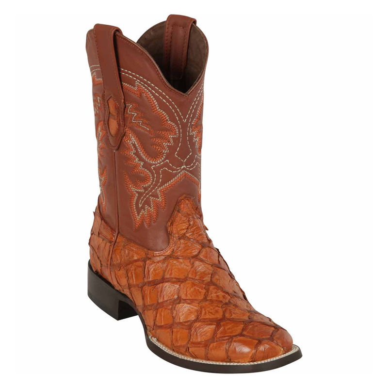 Men's King Exotic Monster Fish Skin Wide Square Toe Boot 4822R1003