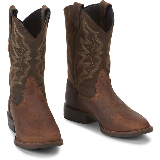 Justin Boots Men's Buster III 11" Western Boot - Distressed Brown (7221) - Front View