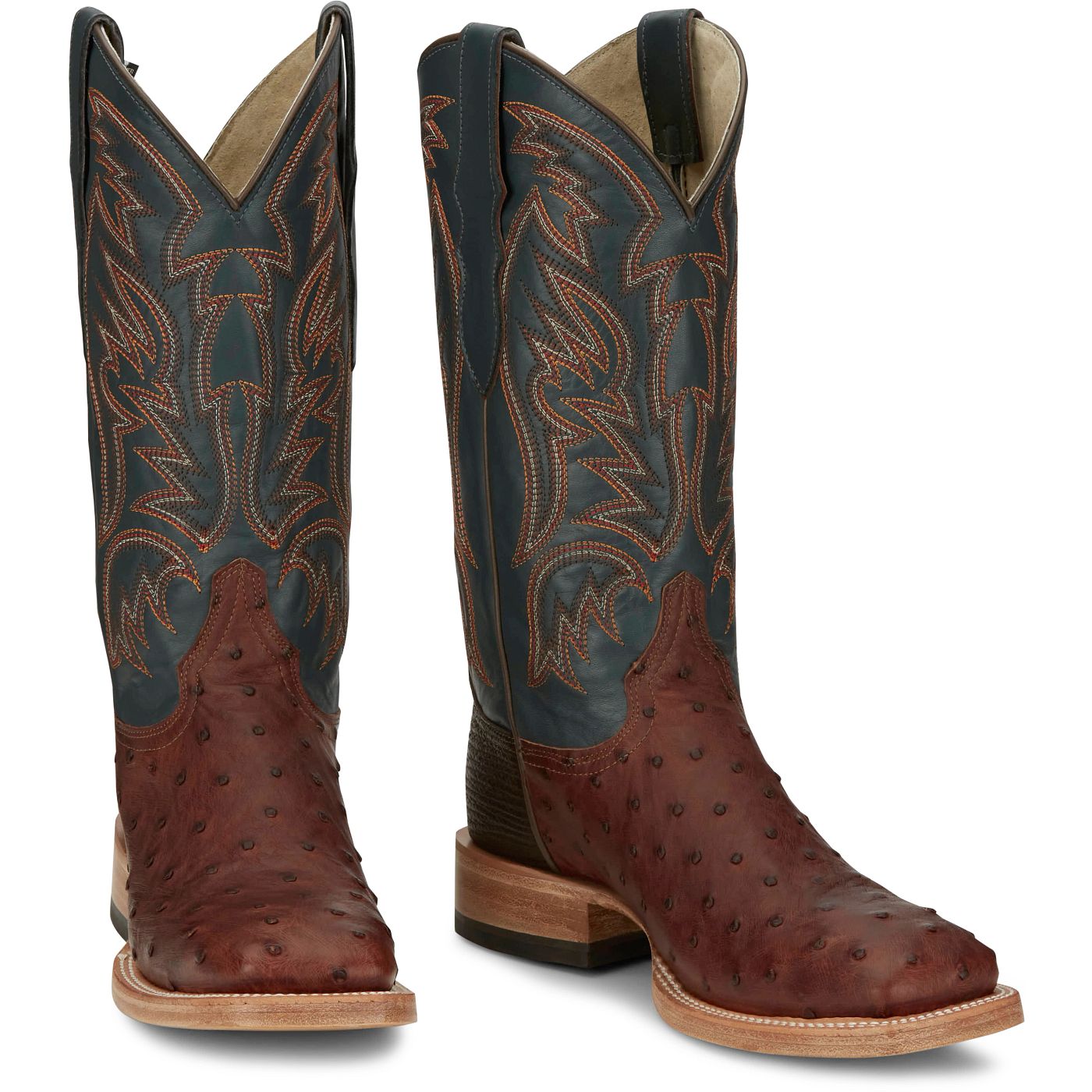 Justin Boots Men's Doc Bar 13" Full Quill Ostrich Boot - Brandy (AQ8041) - Front View