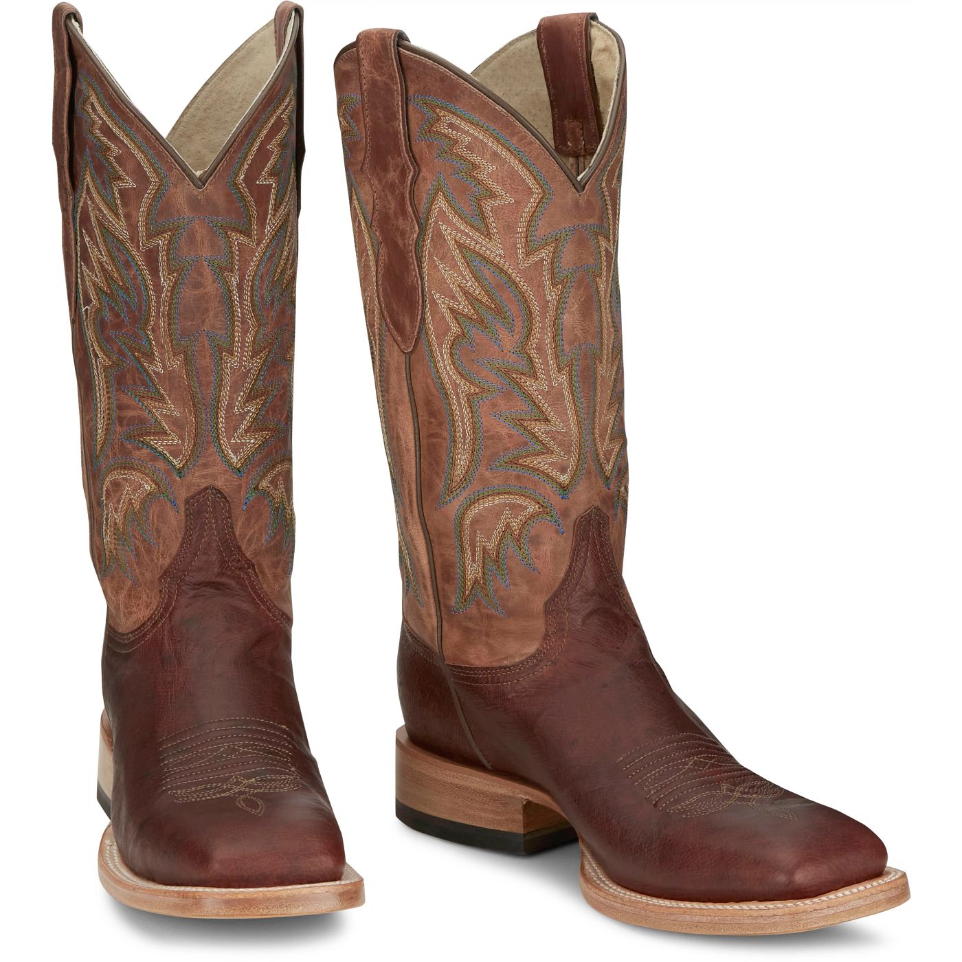Justin Boots Men's Three Bars 13" Smooth Ostrich Boot - Brandy (AQ8141) - Front View