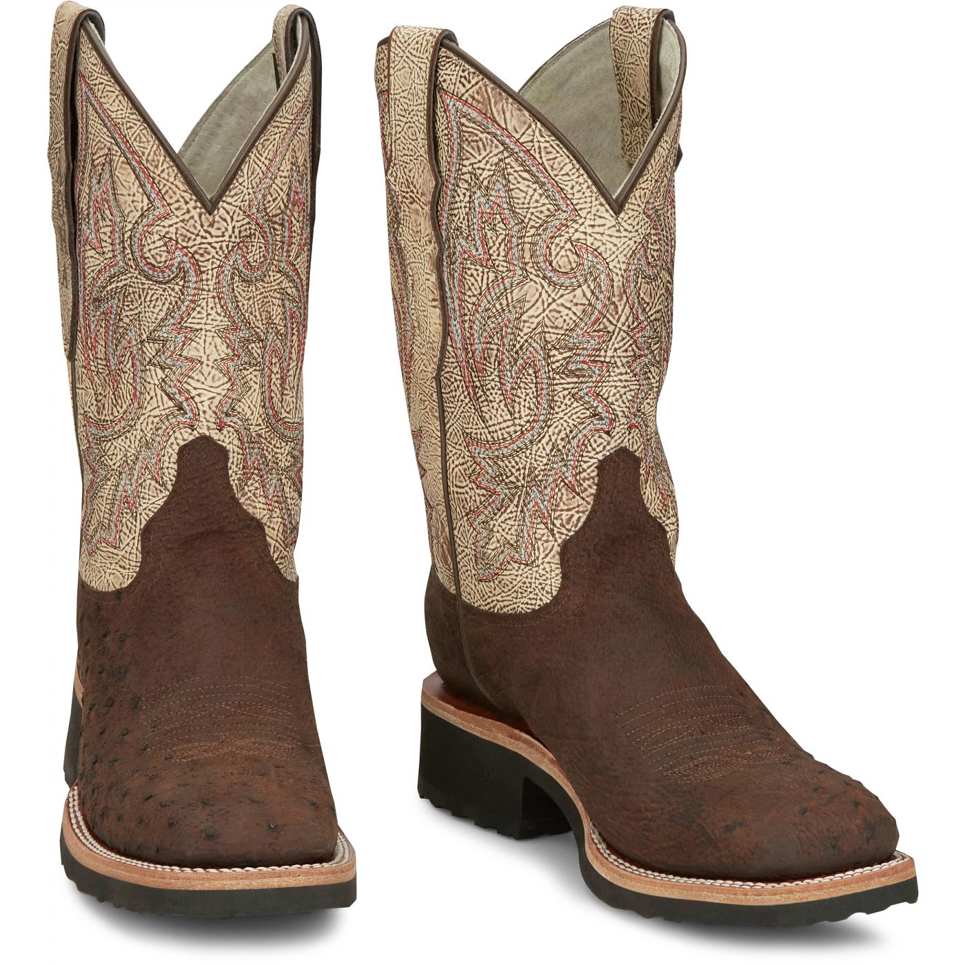 Justin Boots Men's Peppy San Badger 11" Smooth Ostrich Boot - Kango Tobac (AQ8144) - Front View