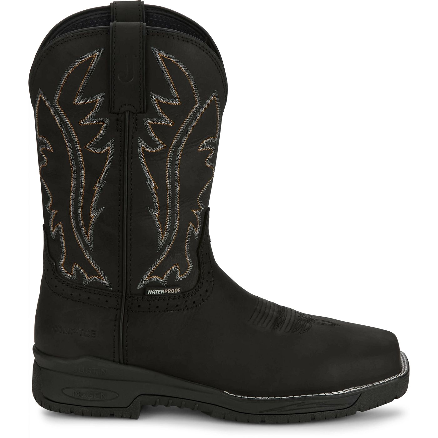 Justin Work Men's Nitread 11" Waterproof Nano Comp Toe Boot - Black (CR3208) - View 3
