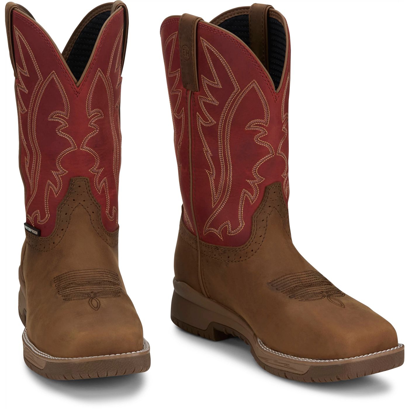 Justin Work Men's Nitread 11" Waterproof Nano Comp Toe Boot - Amber (CR3209) - Front View
