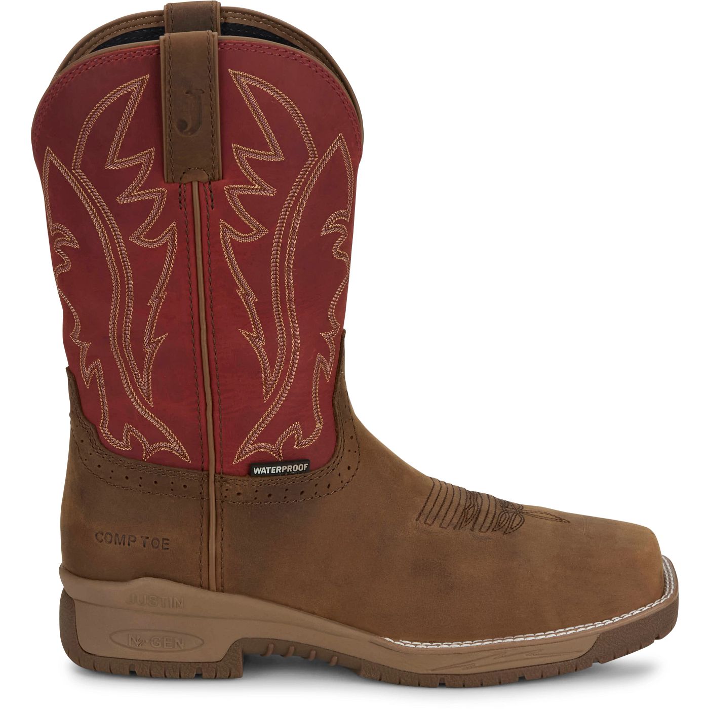 Justin Work Men's Nitread 11" Waterproof Nano Comp Toe Boot - Amber (CR3209) - View 3