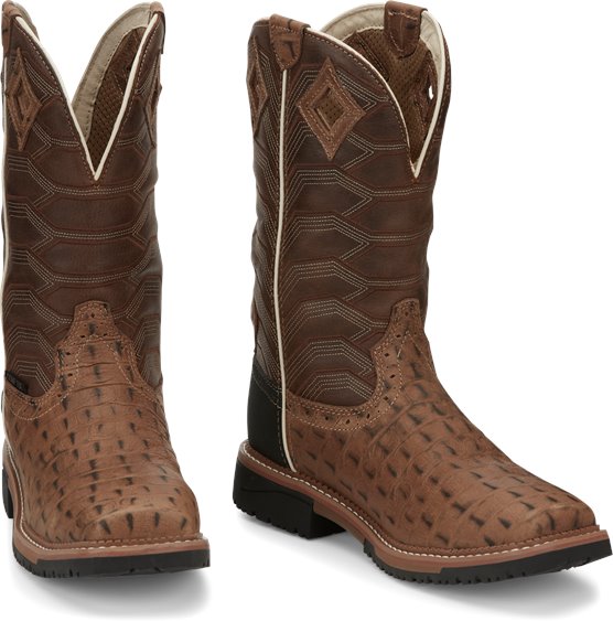 Justin Derrickman Comp Toe - Caramel Croc Print (SE4839)