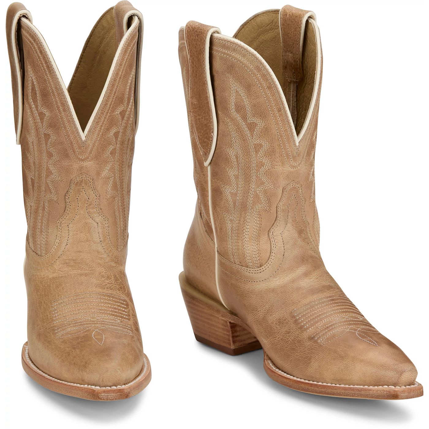 Tony Lama Women's 9" Areli Western Bootie Bone (DR3250) - Front View