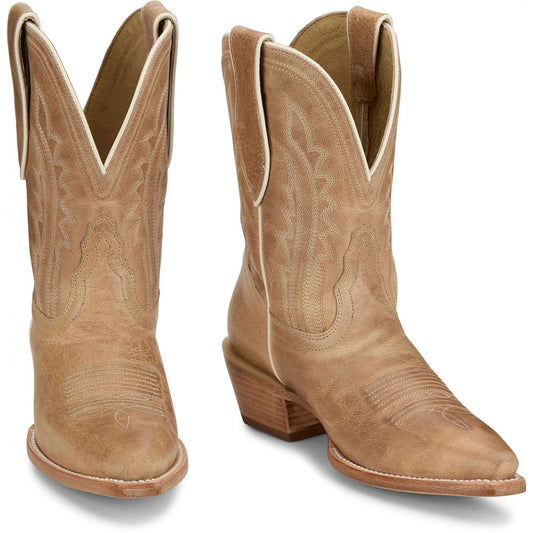 Tony Lama Women's 9" Areli Western Bootie Bone (DR3250) - Front View