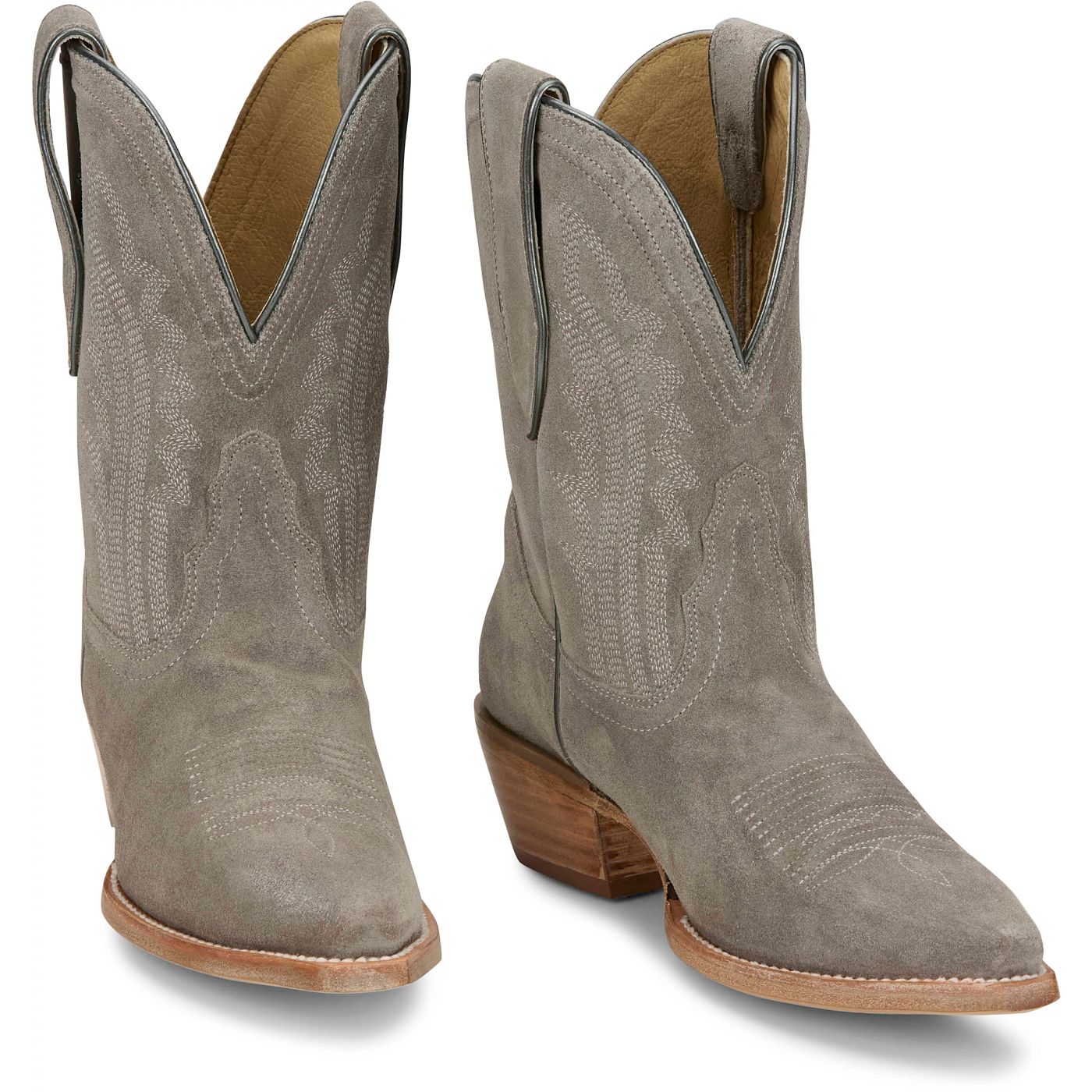 Tony Lama Women's 9" Lea Western Bootie Ash Suede (DR3260) - Front View