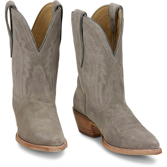 Tony Lama Women's 9" Lea Western Bootie Ash Suede (DR3260) - Front View