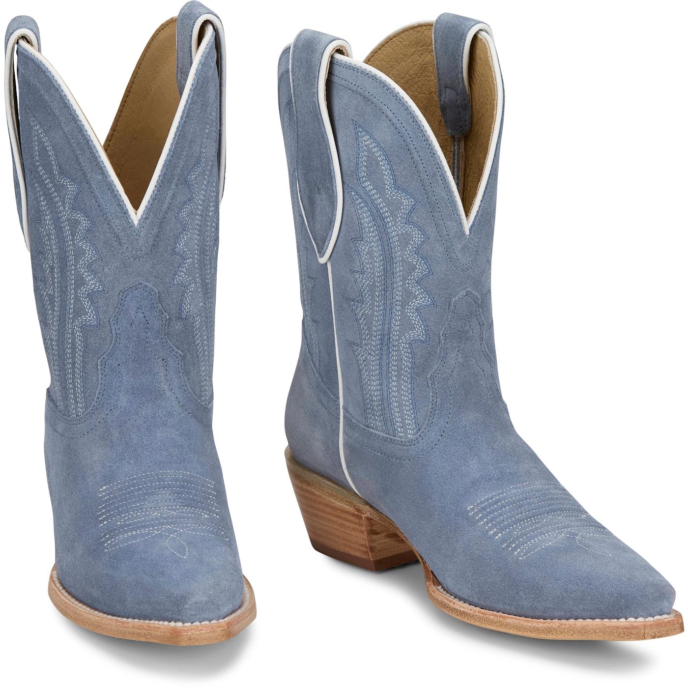 Tony Lama Women's 9" Lea Western Bootie Cornflower Suede (DR3261) - Front View