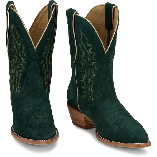 Tony Lama Women's 9" Lea Western Bootie Emerald Suede (DR3262) - Front View