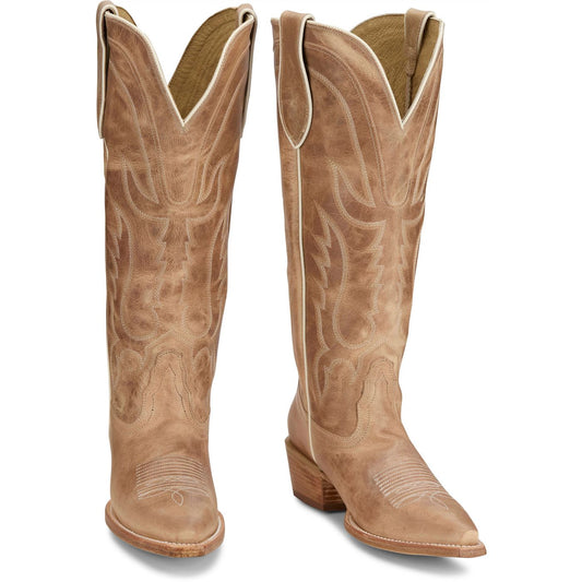 Tony Lama Women's Jess 15" Western Boot - Bone Goat (DR4250) - Front View
