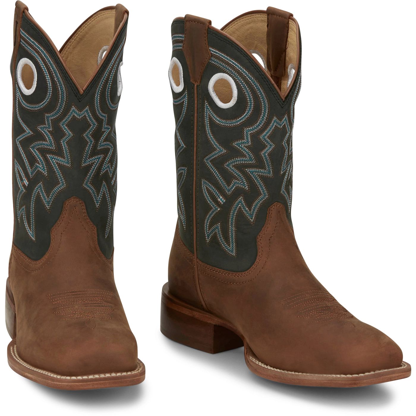 Justin Boots Men's Big News 11" Western Boot - Green Cowhide (FN7020) - Front View