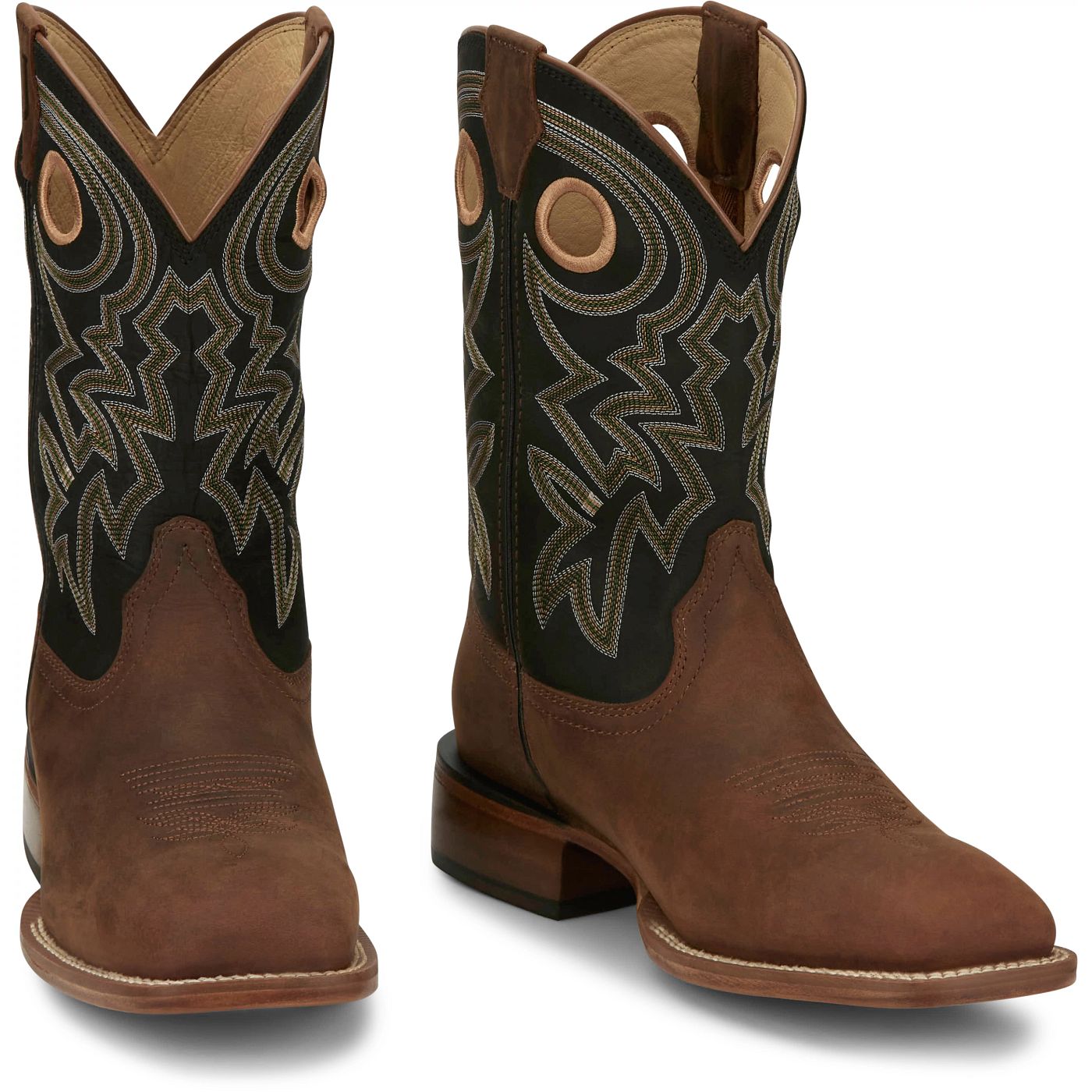 Justin Boots Men's Big News 11" Western Boot - Black Cowhide (FN7021) - Front View