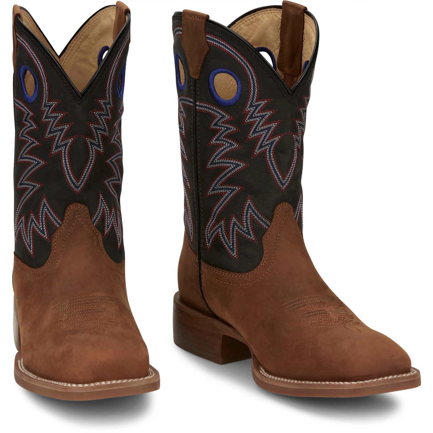 Justin Boots Men's Show Stopper 11" Western Boot - Black Cowhide (FN7121) - Front View