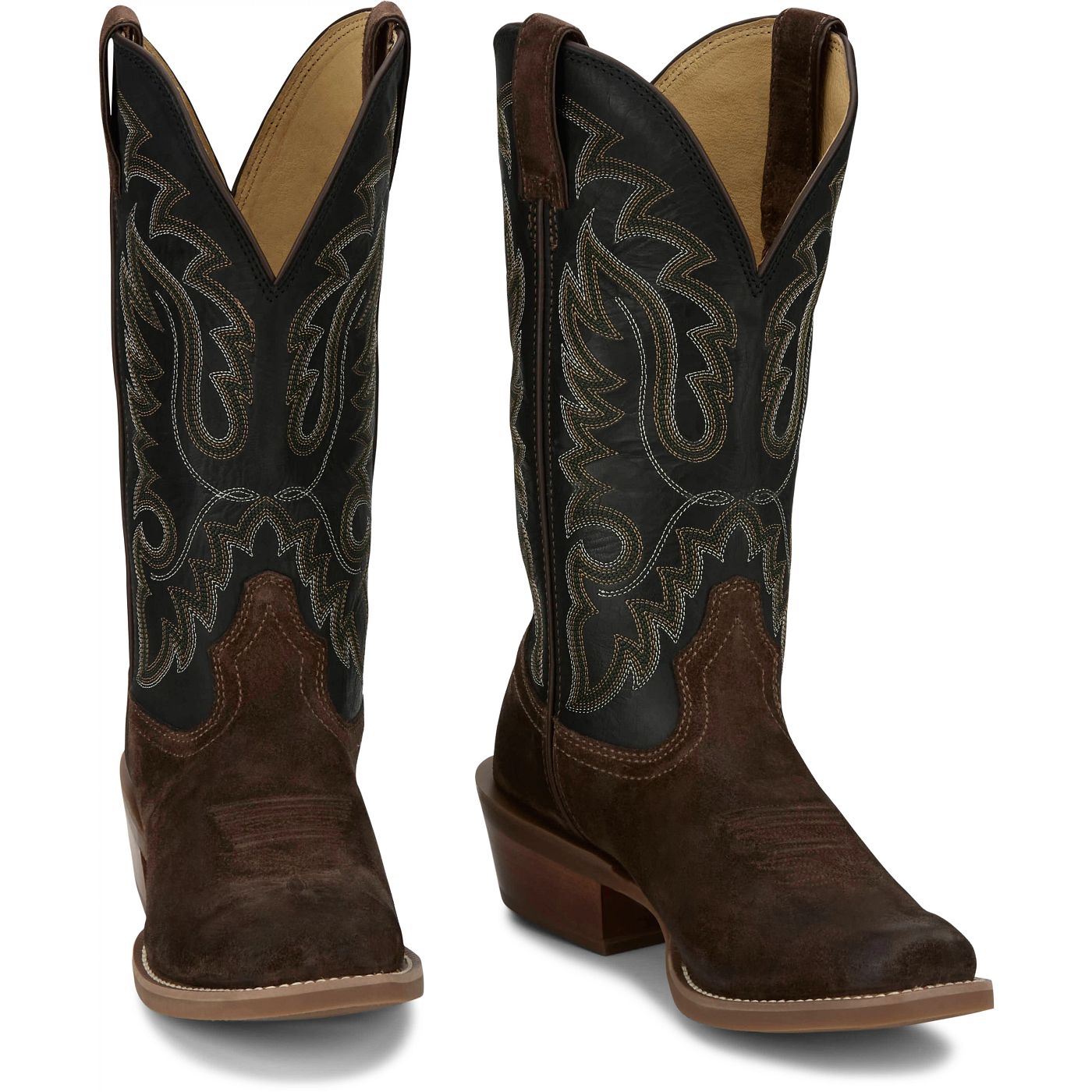 Justin Boots Men's Cowboy Town Suede 13" Western Boot - Midnight (FN7257) - Front View