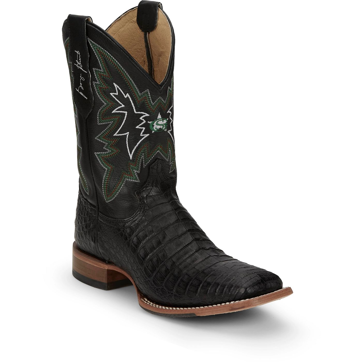 Justin Boots Men's Haggard 11" Western Boot - Black Caiman (GR5705) - View 2