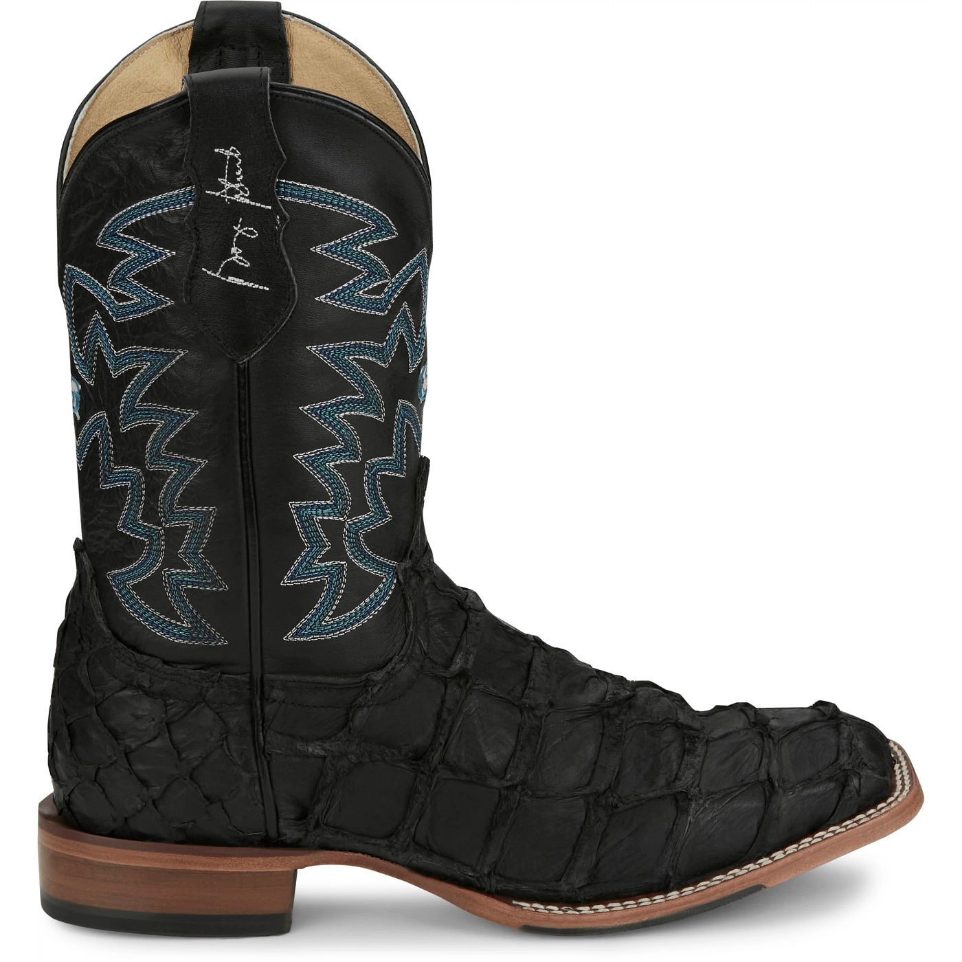 Justin Boots Men's Ocean Front 11" Western Boot - Black Pirarucu (GR5708) - View 3