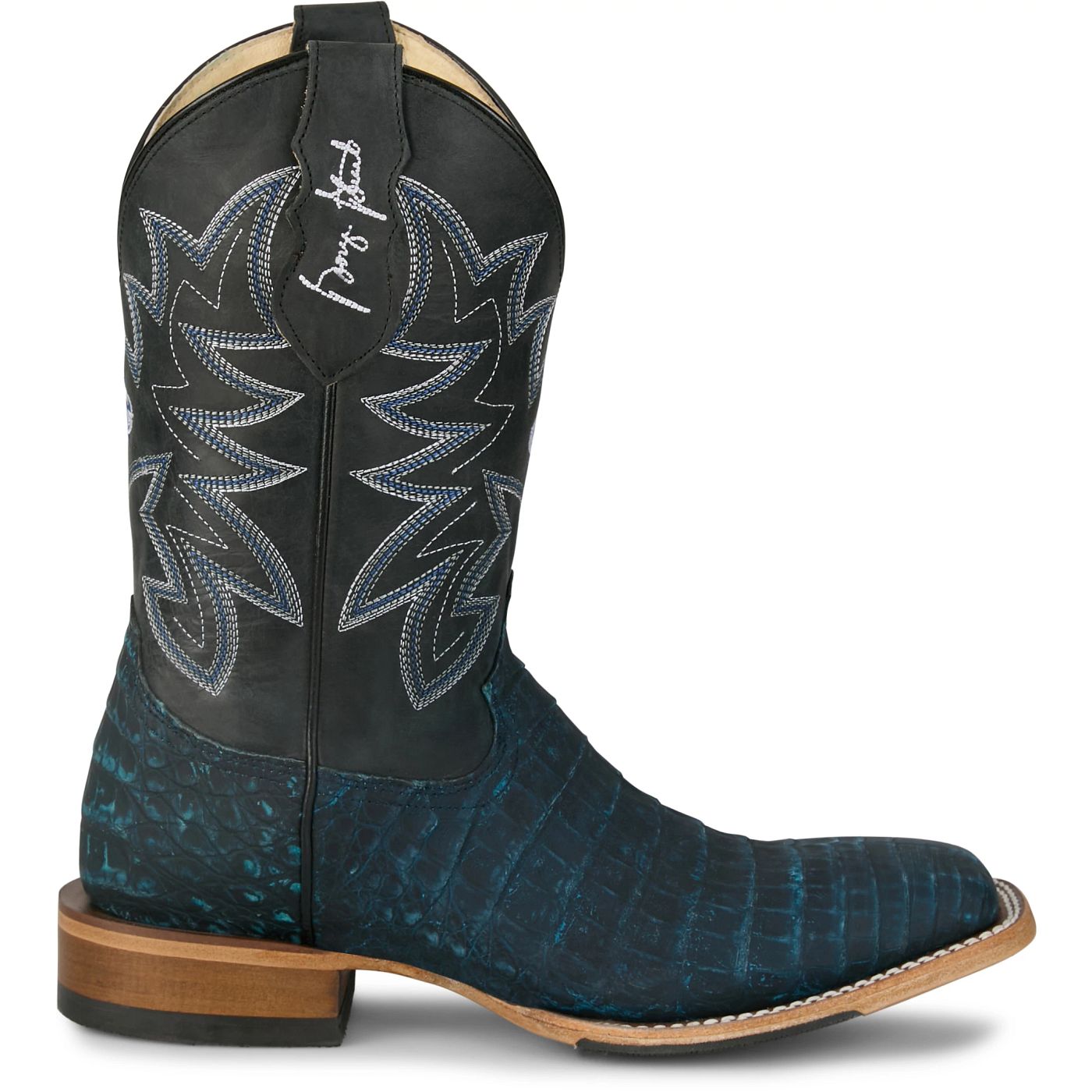 Justin Boots Men's San Antone 11" Western Boot - Black Caiman (GR5712) - View 3