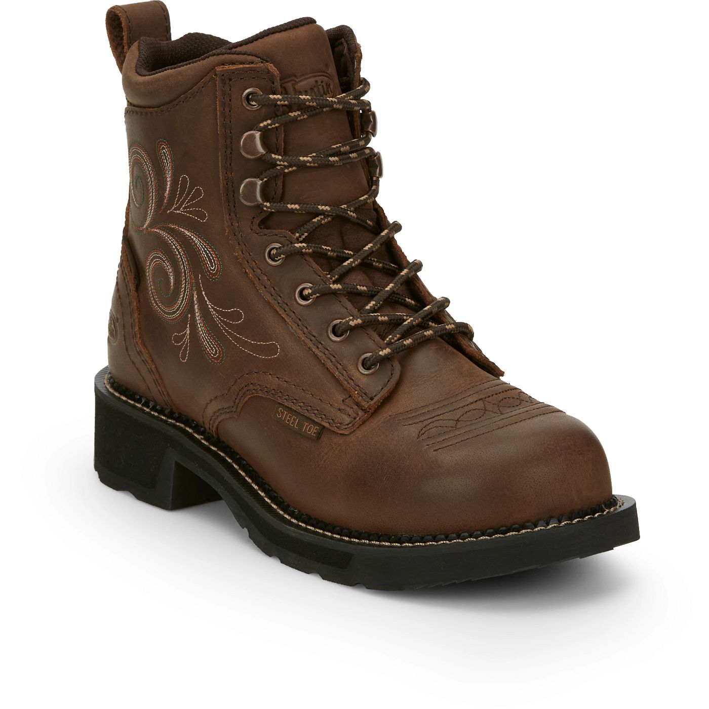 Justin Work Women's Katerina 6" Steel Toe Waterproof Boot - Aged Bark (GY985) - View 2