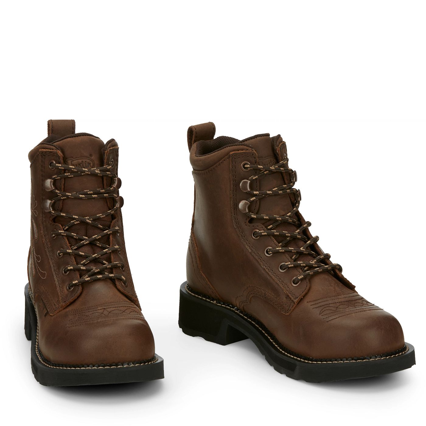 Justin Work Women's Katerina 6" Steel Toe Waterproof Boot - Aged Bark (GY985) - Front View