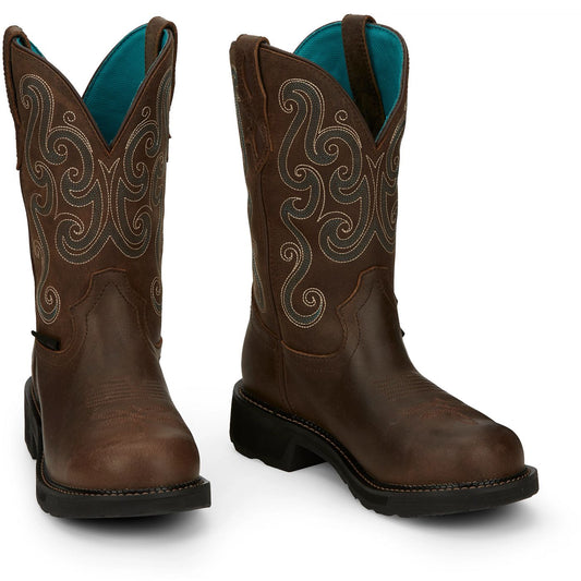 Justin Work Women's Tasha 11" Steel Toe Waterproof Boot - Brown (GY9991) - Front View