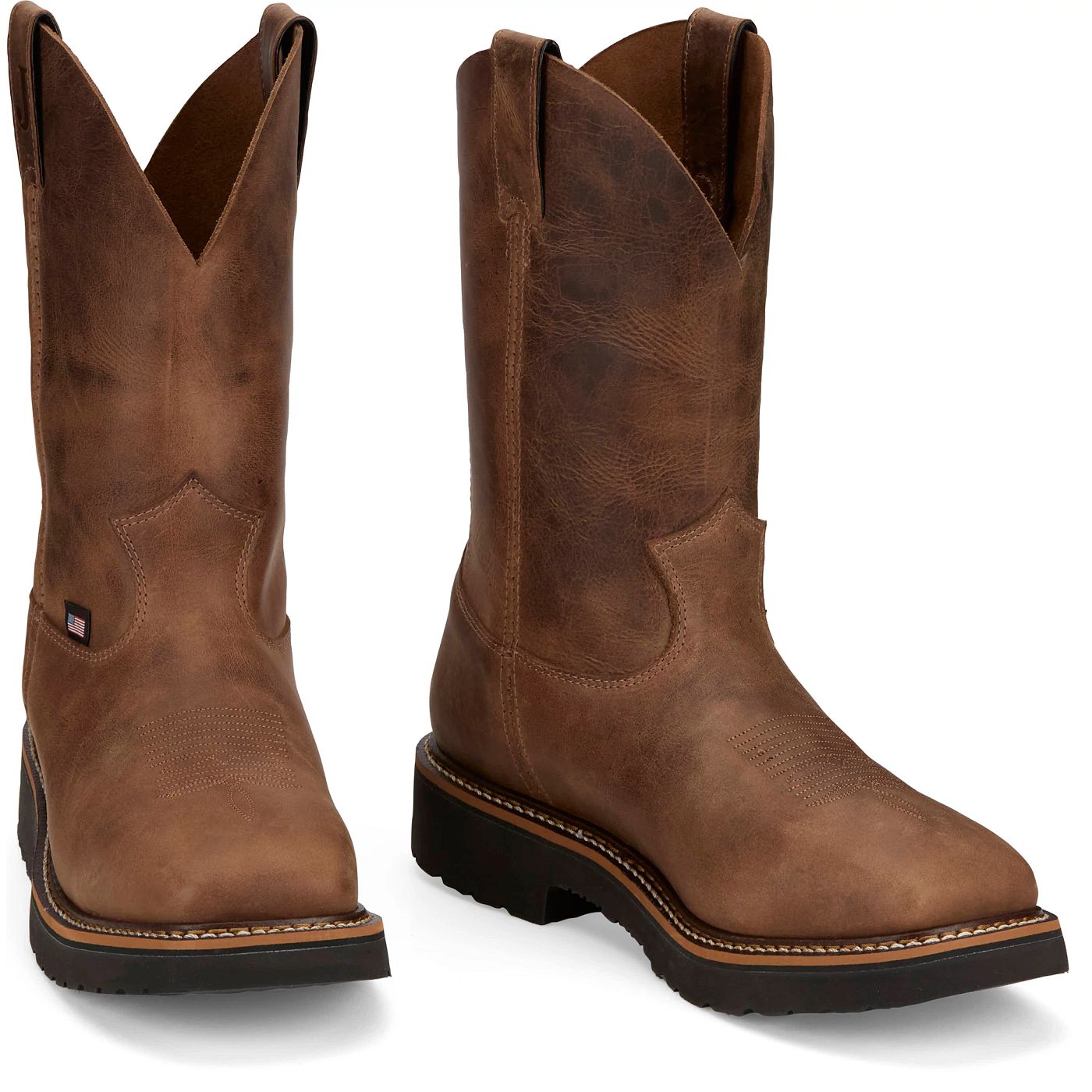 Justin Work Men's Ames 11" Work Boot - Walnut Brown (HL4222) - Front View