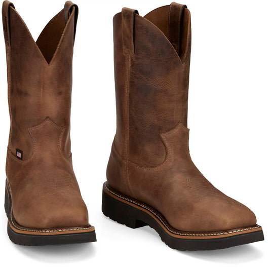 Justin Work Men's Ames 11" Work Boot - Walnut Brown (HL4222) - Front View