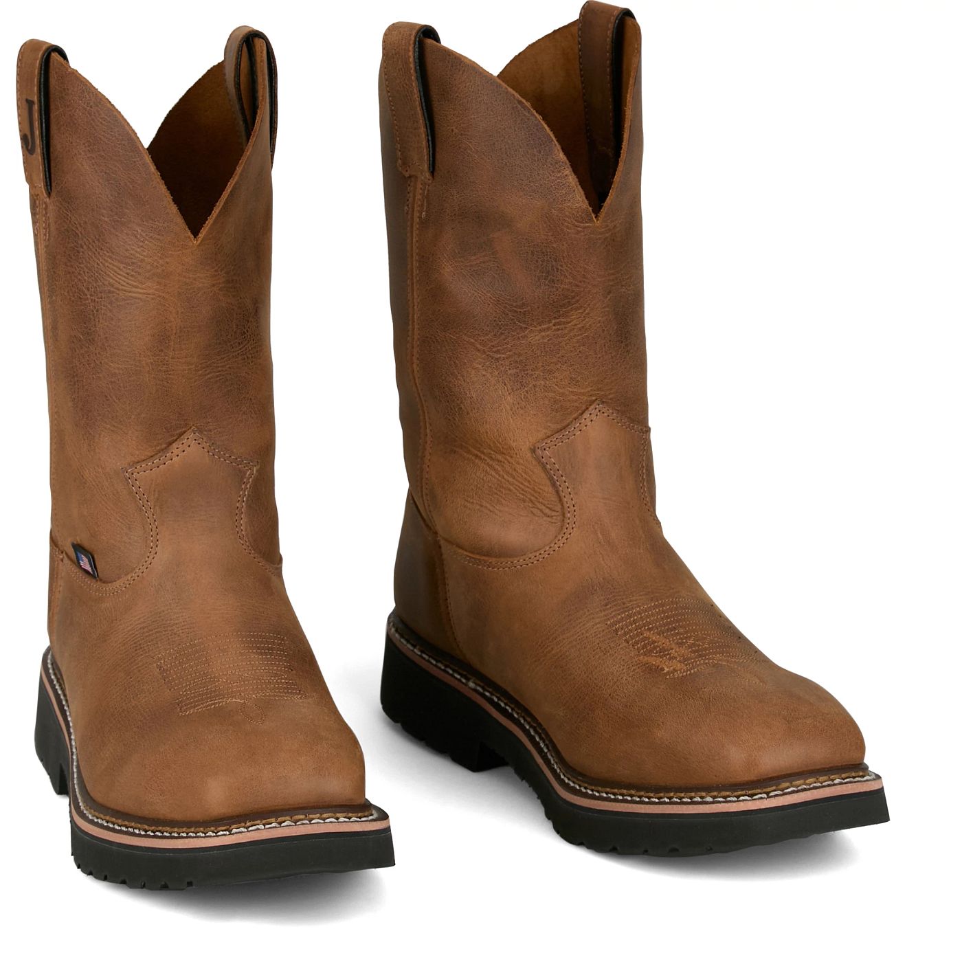 Justin Work Men's Ames 11" Steel Toe Boot - Walnut Brown (HL4223) - Front View