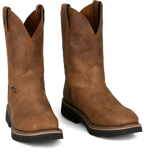 Justin Work Men's Ames 11" Steel Toe Boot - Walnut Brown (HL4223) - Front View
