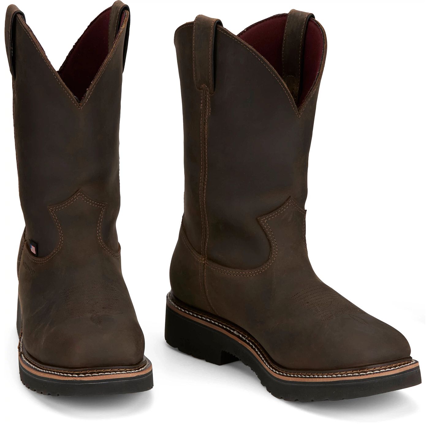 Justin Work Men's Billings 11" Steel Toe Waterproof Boot - Hickory Brown (HL4235) - Front View