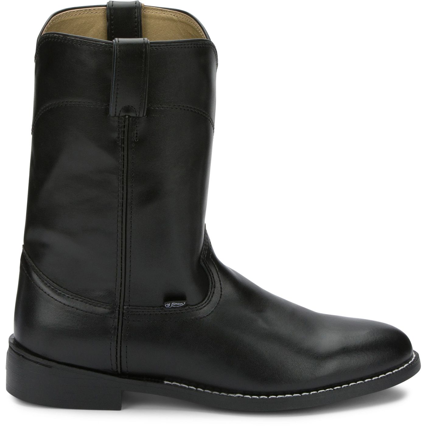 Justin Boots Men's Temple 10" Roper Western Boot - Black (JB3000) - View 3