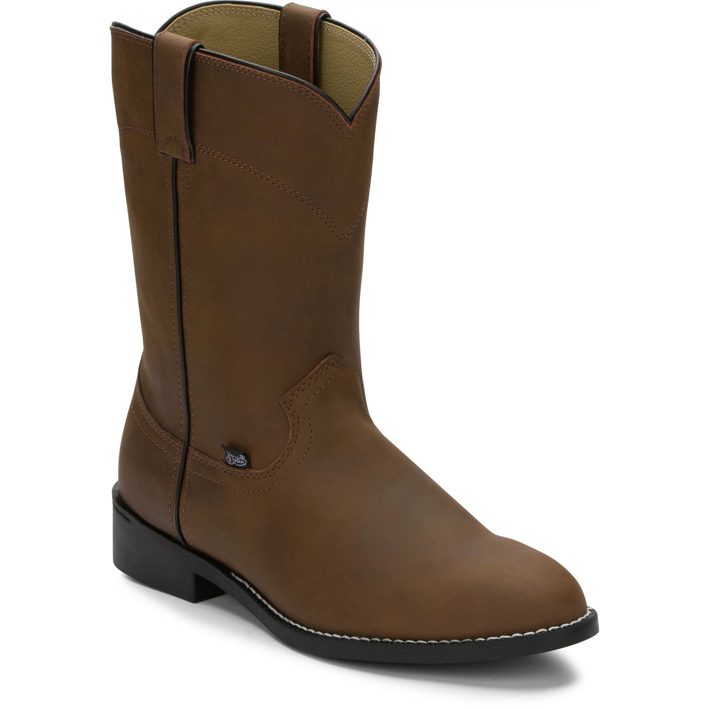 Justin Boots Men's Temple 10" Roper Western Boot - Clay Brown (JB3001) - View 2