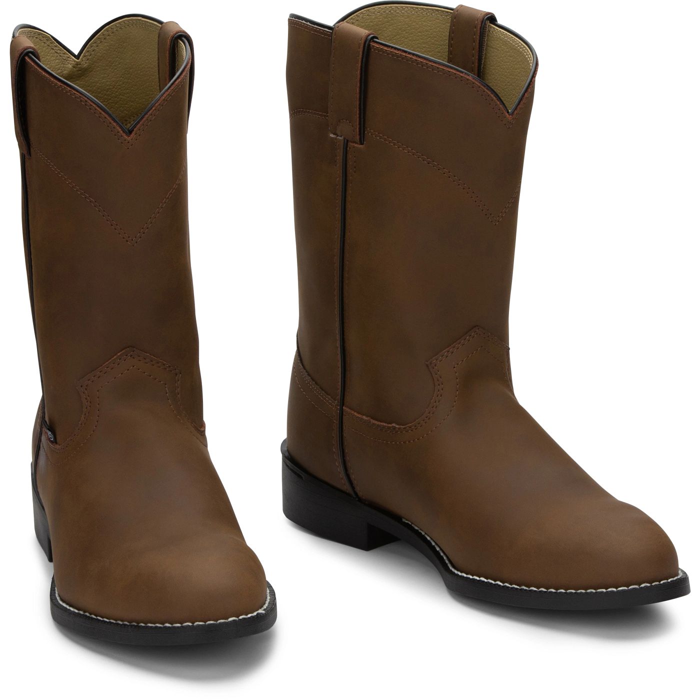 Justin Boots Men's Temple 10" Roper Western Boot - Clay Brown (JB3001) - Front View