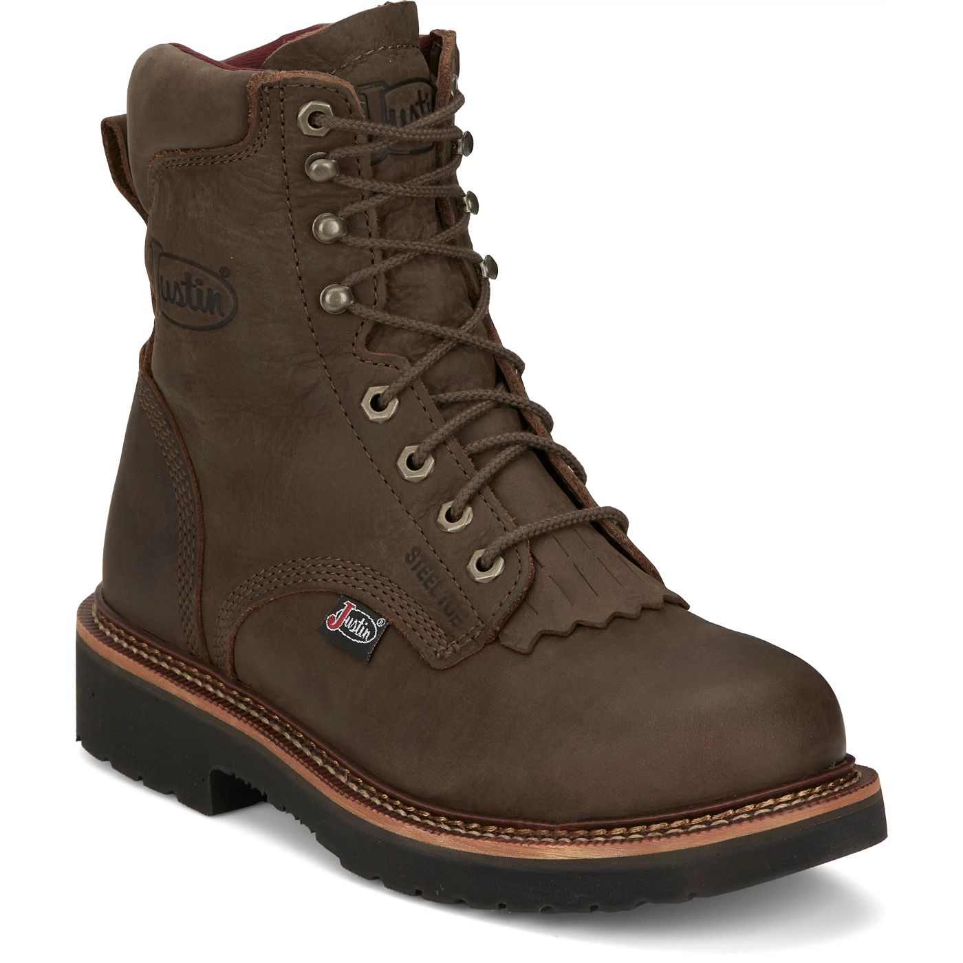Justin Work Men's Rivot 8" Steel Toe Boot - Hickory Brown (OW441) - View 2
