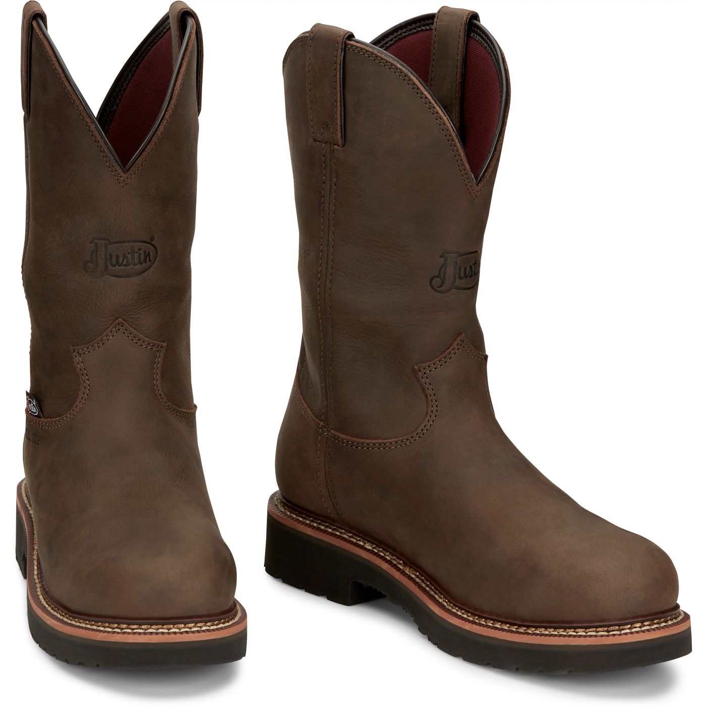 Justin Work Men's Carbide 11" Waterproof Steel Toe Boot - Hickory Brown (OW4458) - Front View