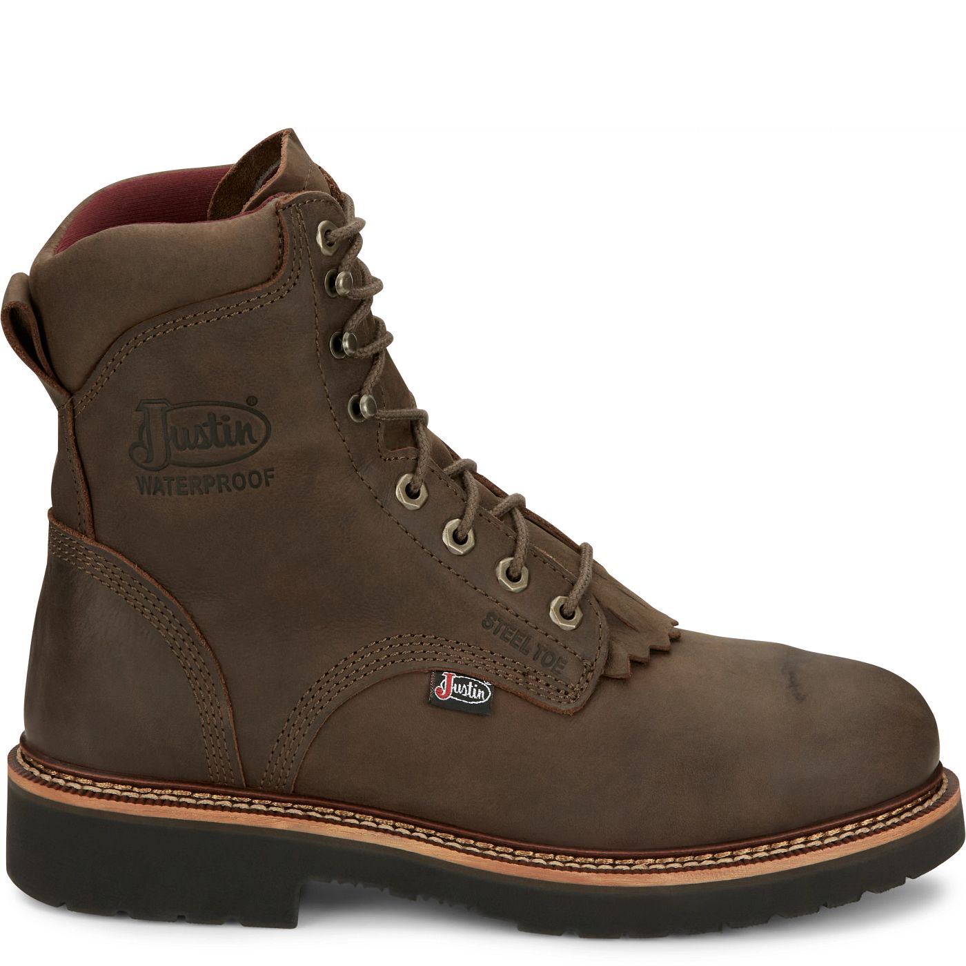 Justin Work Men's Rivot 8" Waterproof Steel Toe Boot - Hickory Brown (OW458) - View 3