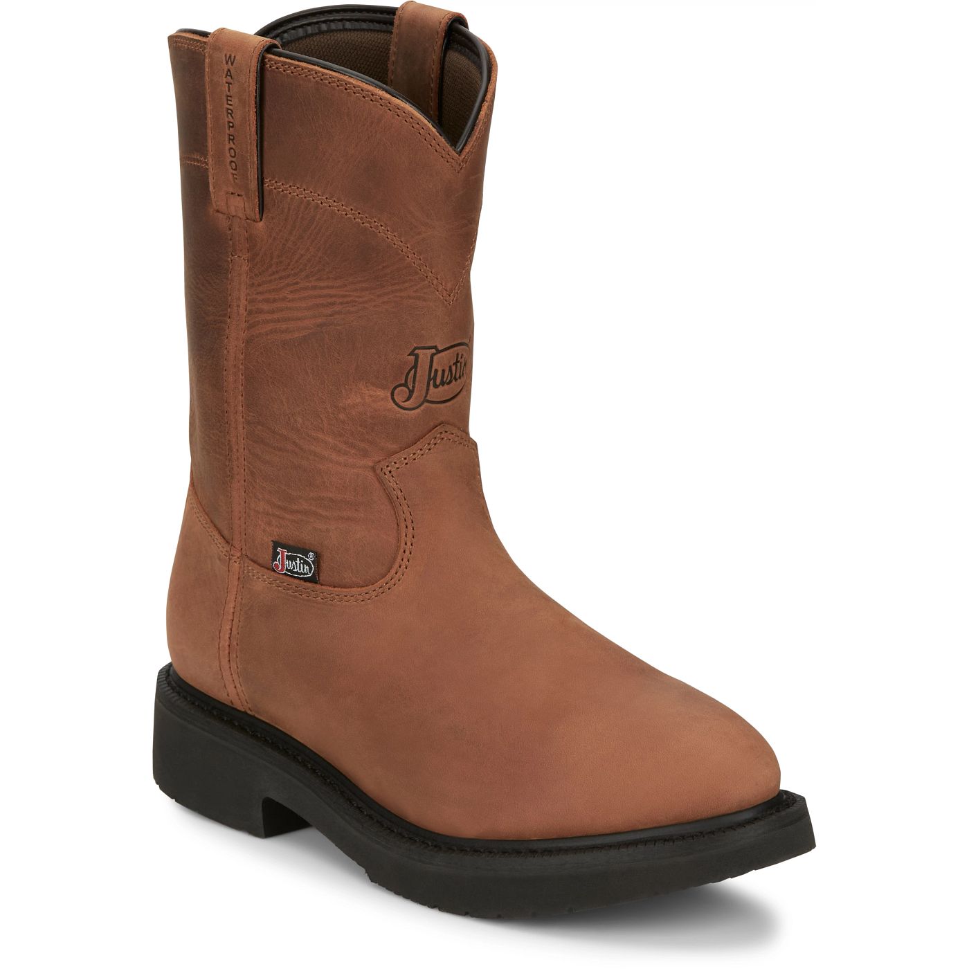 Justin Work Men's Round-Up 10" Waterproof Boot - Aged Bark (OW6604) - View 2