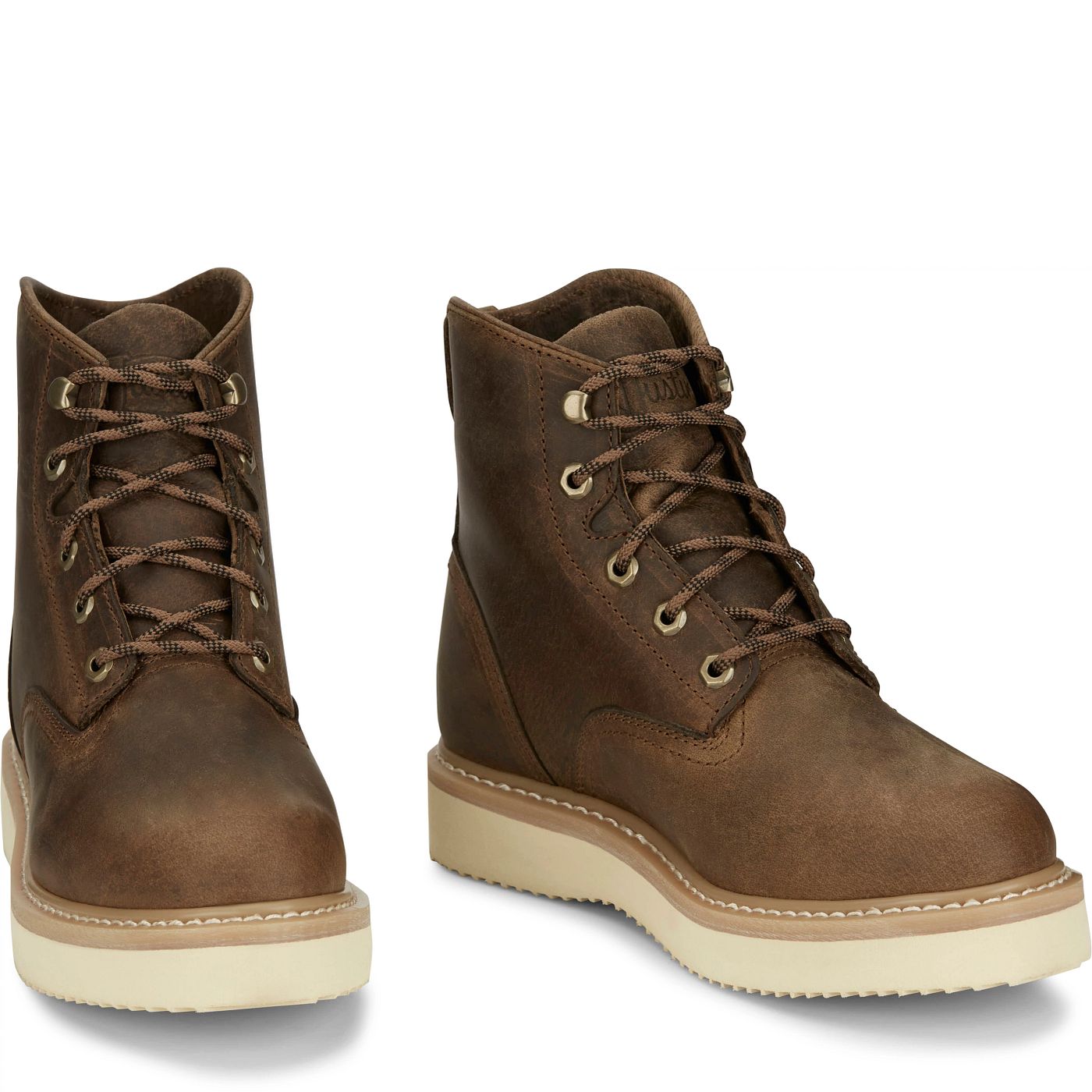 Justin Work Men's Maxwell 6" Lace-Up Boot - Peanut Tan (OW708) - Front View